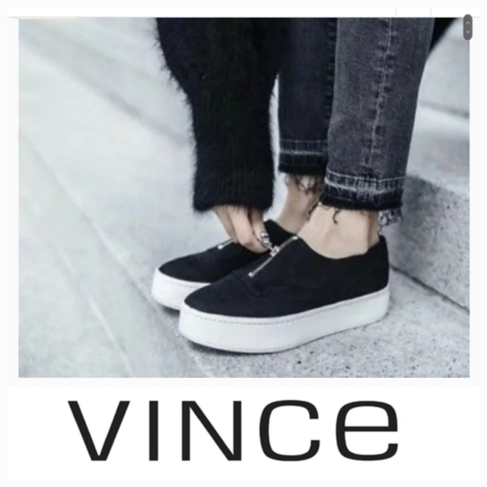 Vince Black Women's Warner Platform Zip Up Sneakers Women's Size 6.5